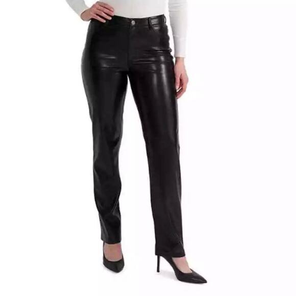 Joie Vegan Leather Straight Leg Pants 18 - Picture 2 of 9